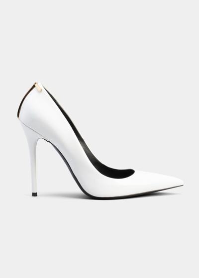 Shop Tom Ford Iconic T Medallion Patent Pumps In White