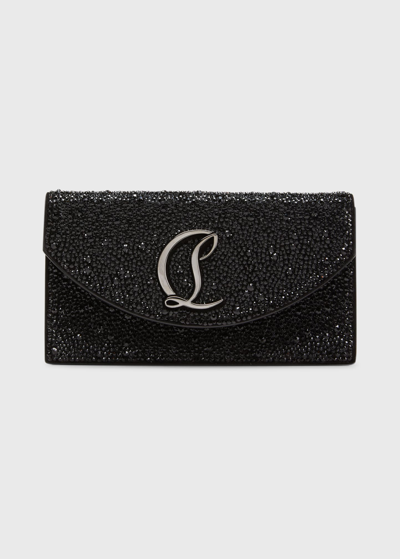 Shop Christian Louboutin Loubi54 Small Wallet On Chain In Strass In Black/gunmetal