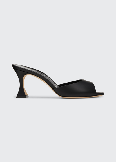 Manolo Blahnik Jadarona Leather Mule Sandals In Black