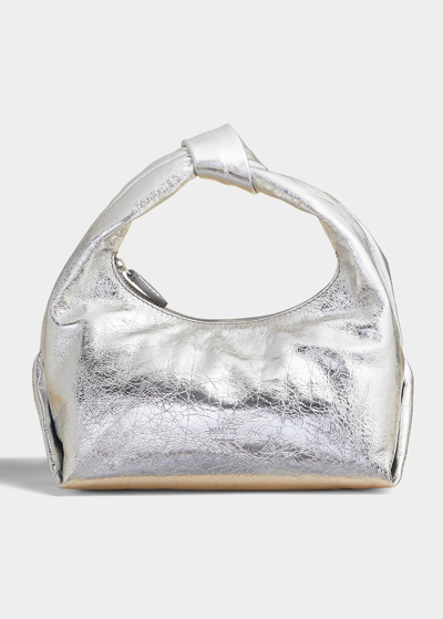 Shop Khaite Beatrice Small Metallic Hobo Bag In Silver