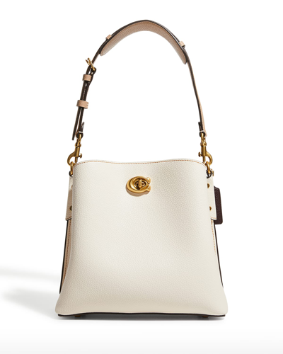 Shop Coach Willow 24 Leather Bucket Bag In White