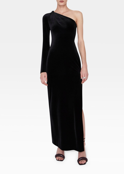 Shop Galvan Kilter One-shoulder Column Dress In Black
