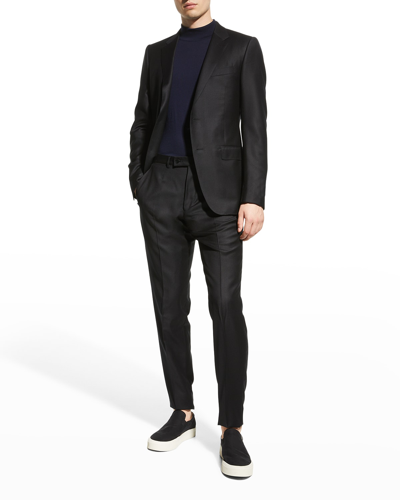 Shop Zegna Men's Tonal Stripe Wool-silk Suit In Black Stripe