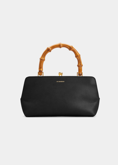 Jil Sander Goji Mini Bamboo Top-handle Bag In Black