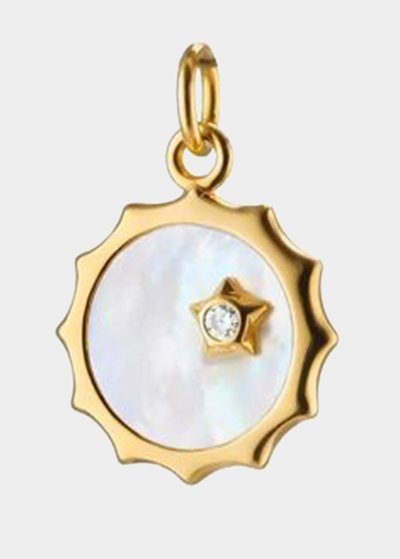 Shop Monica Rich Kosann 18k Yellow Gold Sun Shaped Pendant With White Mop And Accent Star Bezel Set Diamond In Multi