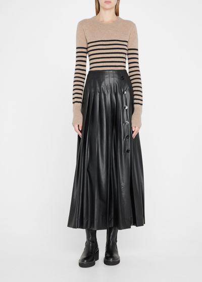 Shop Altuzarra Tullius Pleated Faux Leather Maxi Skirt In Black