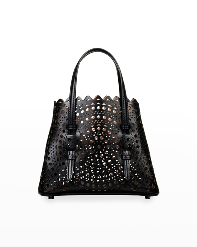 Alaïa Mina 20 Tote Bag In Vienne Perforated Leather In Noir