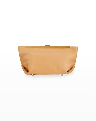 Shop Khaite Aimee Framed Clutch Bag In Tan