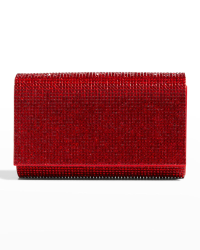 Shop Judith Leiber Fizzy Crystal Flap Clutch Bag In Silver/red