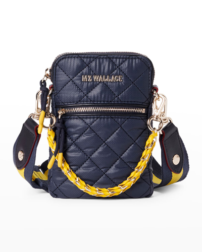 Shop Mz Wallace Crosby Micro Quilted Nylon Crossbody Bag In Dawn/sunflower