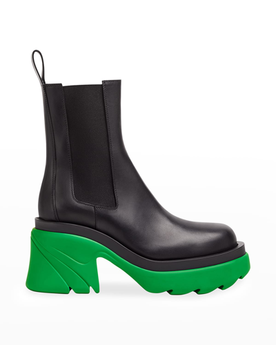 Shop Bottega Veneta Flash Boots In Black/grass
