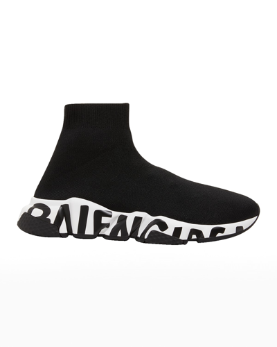 Shop Balenciaga Speed Stretch-knit High-top Sock Trainer In Black/white/black