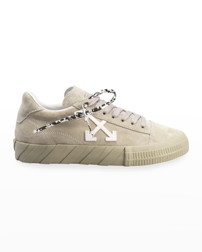 Shop Off-white Arrow Suede Vulcanized Low-top Sneakers In Beige/white