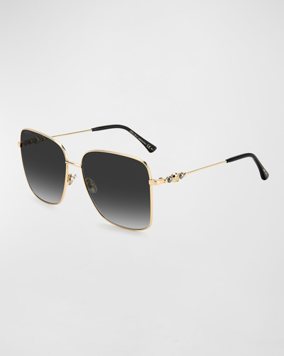 Shop Jimmy Choo Hesters Stainless Steel & Metal Cat-eye Sunglasses In Black Gold