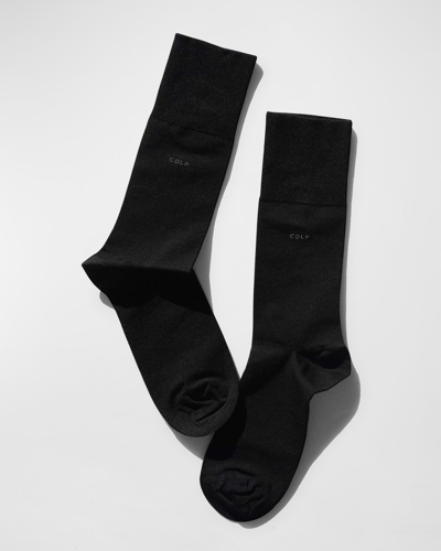 Shop Cdlp Men's Solid Bamboo Mid-length Socks In Black