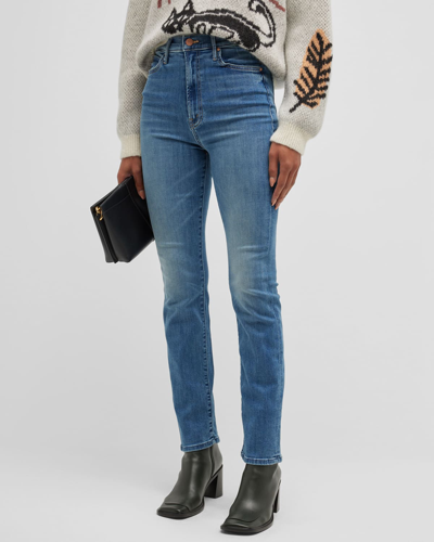 Shop Mother The Swooner Rascal Hover High-rise Skinny Ankle Jeans In Healing Jar