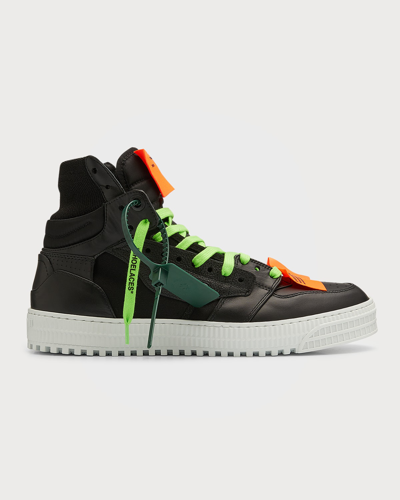 Shop Off-white Men's 3.0 Off Court Leather High-top Sneakers In Black Orange
