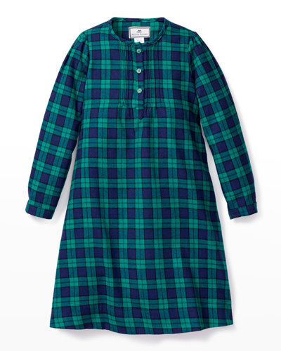 Shop Petite Plume Girl's Beatrice Highland Tartan Nightgown In Green