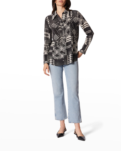 Shop Equipment Quinne Patchwork-print Button-down Shirt In Mother Of Pearl T