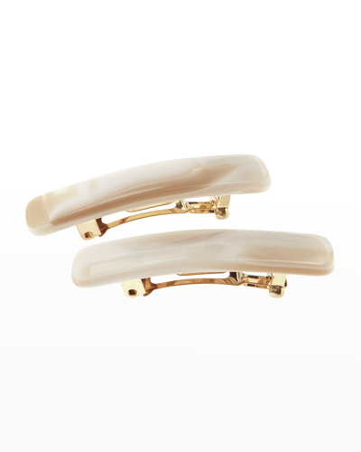 Shop L Erickson Mini Classic Rectangle Barrettes, Set Of 2 In Alba