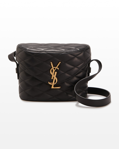 Shop Saint Laurent Ysl Quilted Lambskin Crossbody Bag In Nero