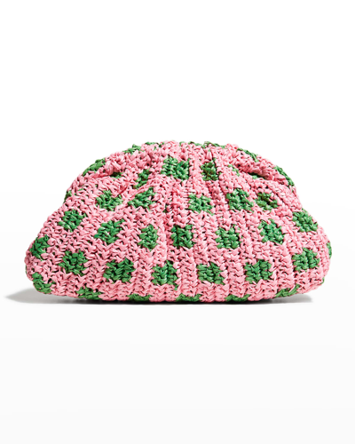 Shop Maria La Rosa Game Striped Crochet Clutch Bag In Pinkgreen