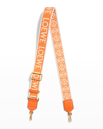 Shop Loewe Anagram Jacquard Crossbody Strap In Orange