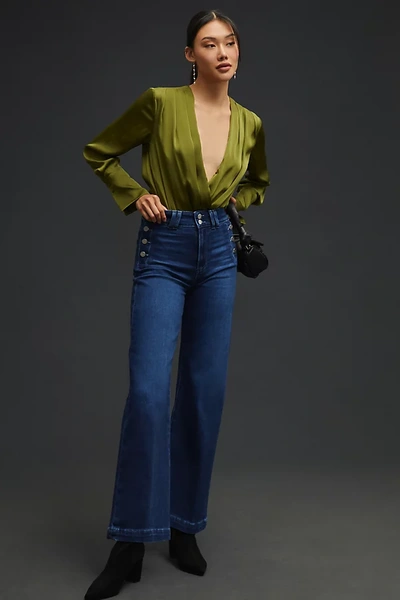 Shop Paige Aubrey High-rise Cropped Wide-leg Jeans In Blue