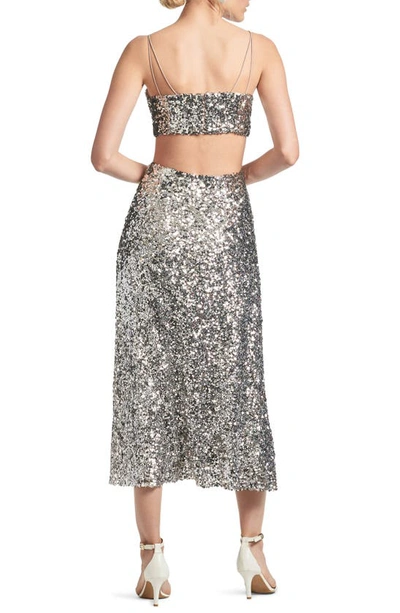 Sachin & Babi Roux Sequin-embellished Midi Dress In Silver