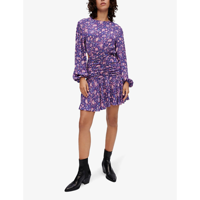 Shop Maje Womens Violets Roleta Printed Viscose Mini Dress