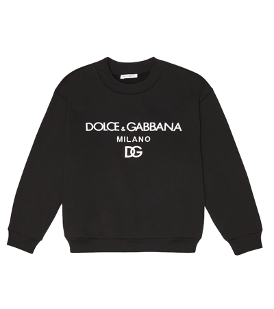 Shop Dolce & Gabbana Logo Cotton Jersey Sweatshirt In Nero