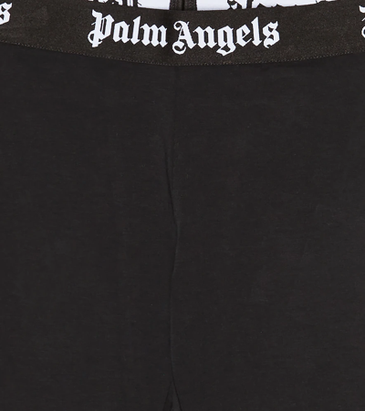 Shop Palm Angels High-rise Cotton-blend Leggings In Black Black