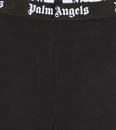 Palm Angels High-rise Cotton-blend Leggings In Black Black
