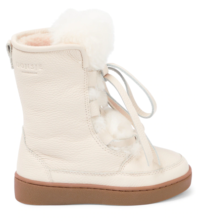 Shop Donsje Sonny Shearling-lined Leather Boots In Off White Leather