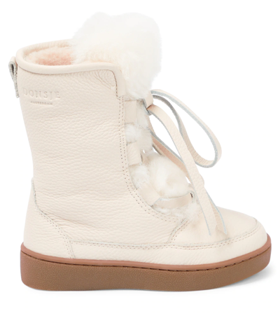 Donsje Sonny Shearling-lined Leather Boots In Off White Leather