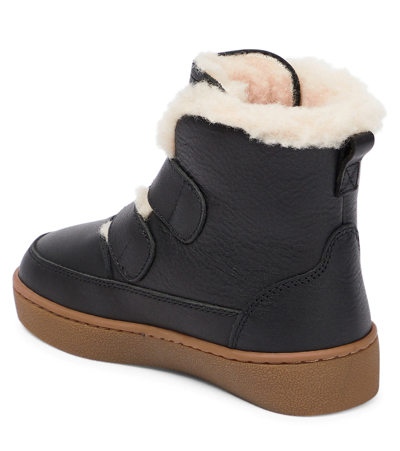 Shop Donsje Clenn Shearling-lined Leather Boots In Black Leather