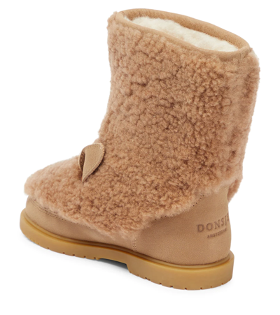 Donsje Irfi Shearling Boots In Beige Curly Sheep Wool