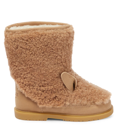 Donsje Irfi Shearling Boots In Beige Curly Sheep Wool