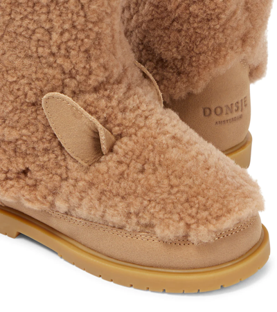 Donsje Irfi Shearling Boots In Beige Curly Sheep Wool