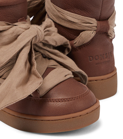 Shop Donsje Ganza Bow-embellished Leather Boots In Milk Chocolate Leather