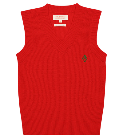 Shop The Animals Observatory Bat Wool-blend Vest In Red Logo