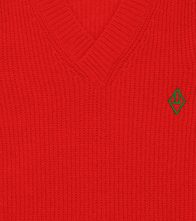 The Animals Observatory Bat Wool-blend Vest In Red Logo