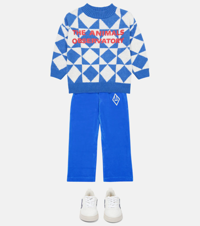 The Animals Observatory Kids Blue & White Arty Bull Sweater In Bicolor