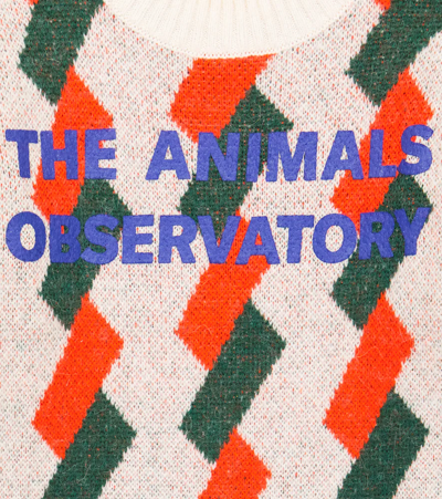 The Animals Observatory Arty Bull Intarsia Sweater In White