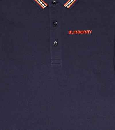 Shop Burberry Logo Cotton Piqué Polo Shirt In Midnight