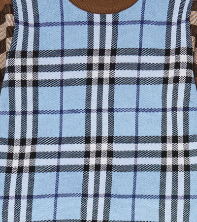 Shop Burberry Checked Wool And Cotton Sweatshirt In Blue Ip Check