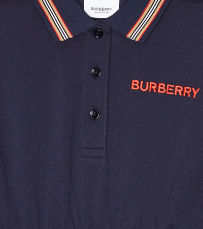 Shop Burberry Logo Cotton Piqué Polo Dress In Midnight