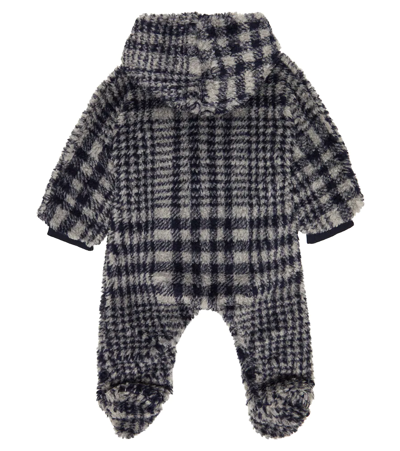 Shop 1+ In The Family Baby James Checked Teddy Onesie In Navy