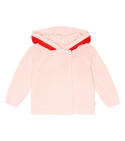 Shop Stella Mccartney Baby Striped Cotton And Wool Cardigan In Rosa