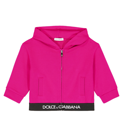 Shop Dolce & Gabbana Baby Cotton Jersey Hoodie In Plum